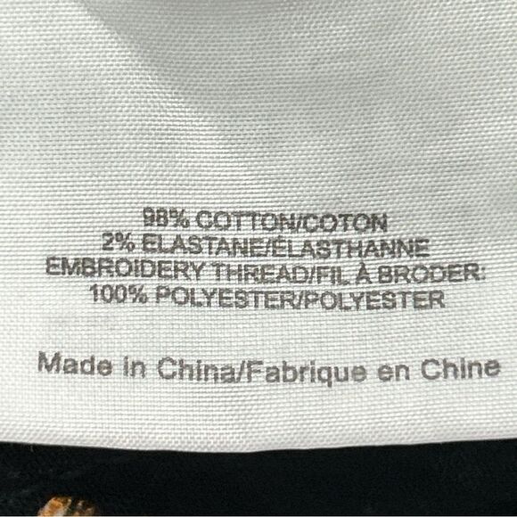 Tory Burch Jeans Womens 25 Brindle Black Floral Embroidered Skinny Ankle Jeans - Picture 12 of 13